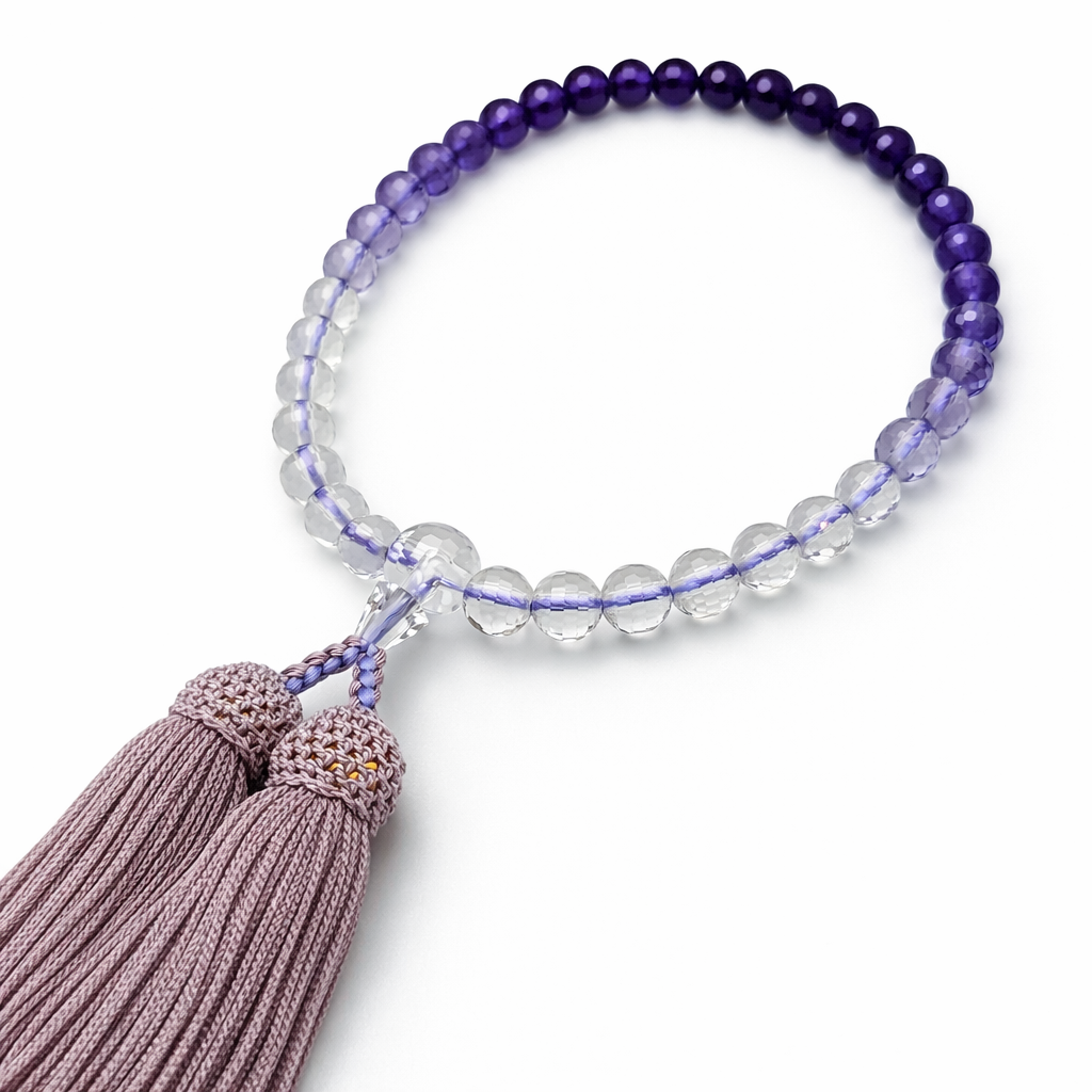 女性用片手 紫水晶ぼかし共仕立て念珠