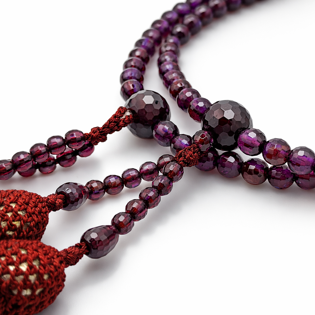 女性用二輪 ガーネット共仕立て振分念珠