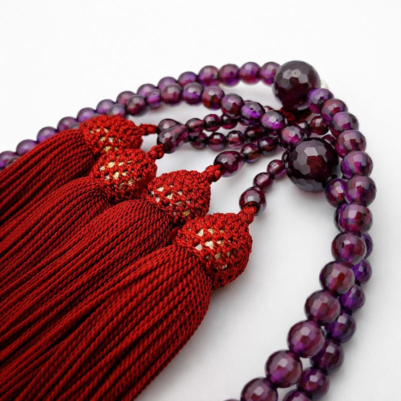 女性用二輪 ガーネット共仕立て振分念珠