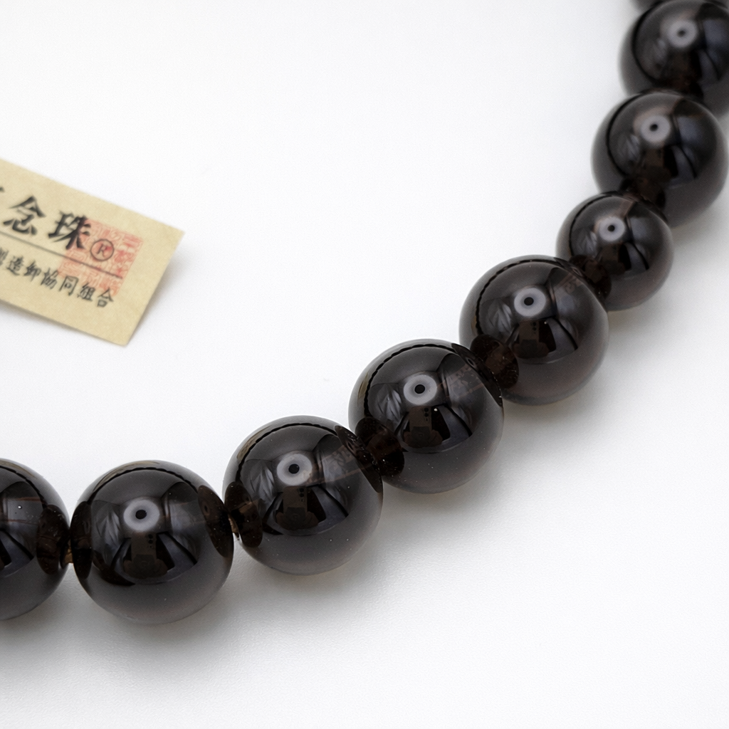 男性用片手 茶水晶共仕立て念珠