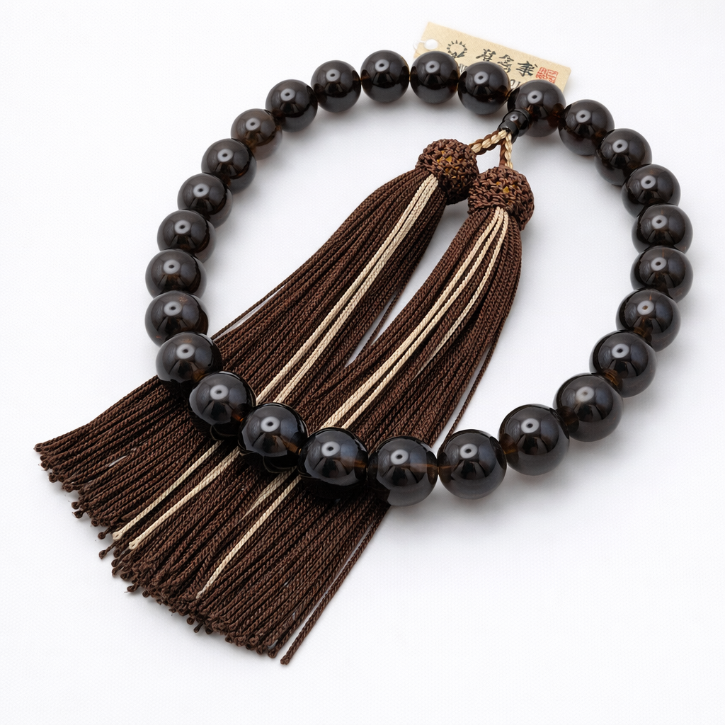 男性用片手 茶水晶共仕立て念珠